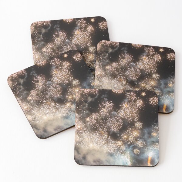 Item preview, Night Fireworks Show With Bright Spark Trails And Smoke Illumination Against The Dark Sky designed and sold by Nmallia.