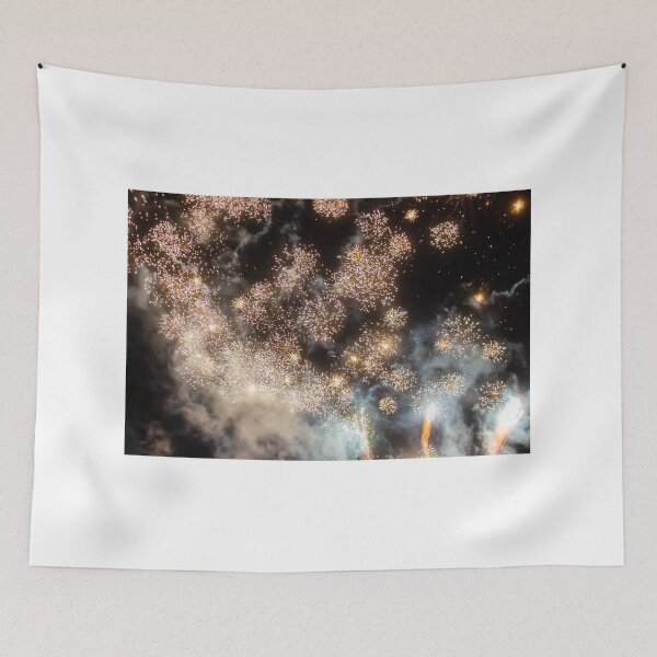 Item preview, Night Fireworks Show With Bright Spark Trails And Smoke Illumination Against The Dark Sky designed and sold by Nmallia.