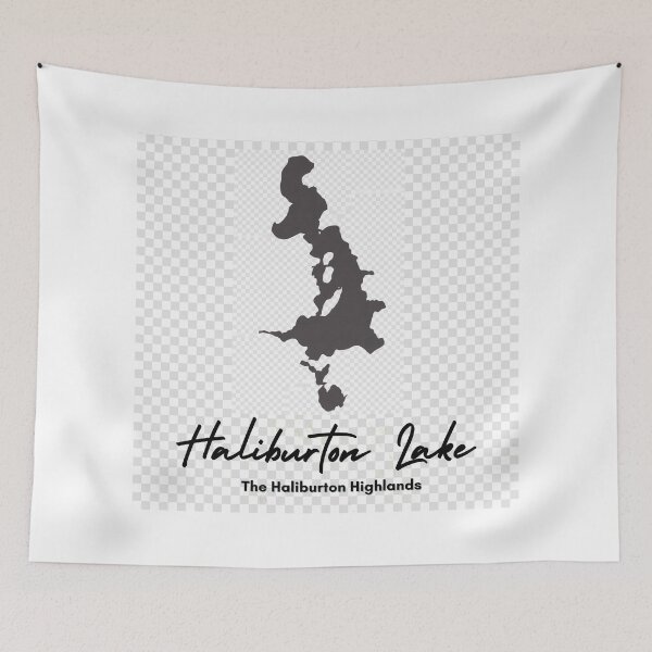 Item preview, Haliburton Lake, Ontario - Vintage Black Minimalist Map designed and sold by GranitePaddle.