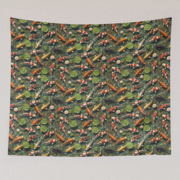 Item preview, Koi Fish Pond Pattern – Serene Japanese Water Garden designed and sold by Fabricbella.