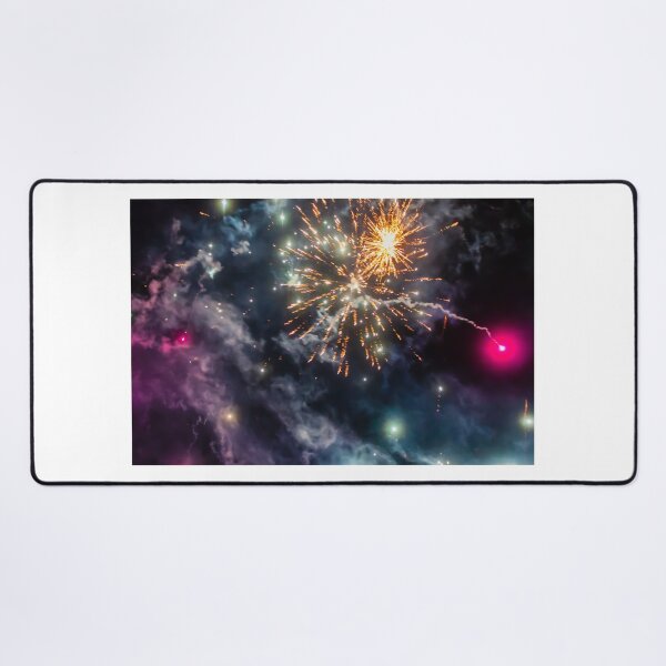 Item preview, Night Fireworks Show With Bright Spark Trails And Smoke Illumination Against The Dark Sky designed and sold by Nmallia.