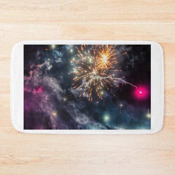 Item preview, Night Fireworks Show With Bright Spark Trails And Smoke Illumination Against The Dark Sky designed and sold by Nmallia.