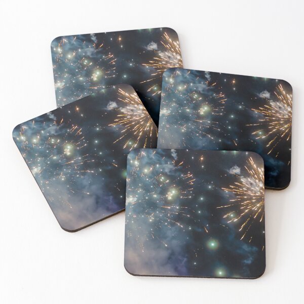 Item preview, Night Fireworks Show With Bright Spark Trails And Smoke Illumination Against The Dark Sky designed and sold by Nmallia.