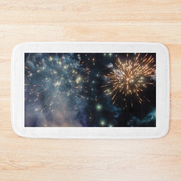 Item preview, Night Fireworks Show With Bright Spark Trails And Smoke Illumination Against The Dark Sky designed and sold by Nmallia.