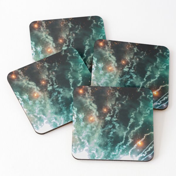 Item preview, Night Fireworks Show With Bright Spark Trails And Smoke Illumination Against The Dark Sky designed and sold by Nmallia.