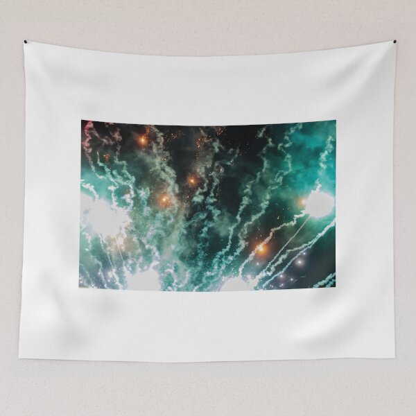 Item preview, Night Fireworks Show With Bright Spark Trails And Smoke Illumination Against The Dark Sky designed and sold by Nmallia.