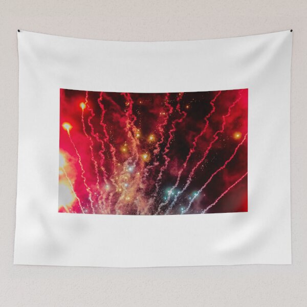 Item preview, Night Fireworks Show With Bright Spark Trails And Smoke Illumination Against The Dark Sky designed and sold by Nmallia.