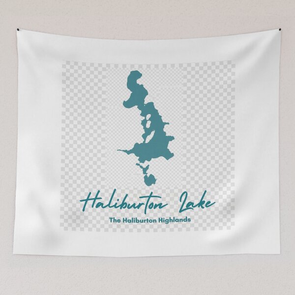 Item preview, Haliburton Lake, Ontario - Vintage Blue Minimalist Map designed and sold by GranitePaddle.