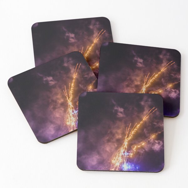 Item preview, Night Fireworks Show With Bright Spark Trails And Smoke Illumination Against The Dark Sky designed and sold by Nmallia.