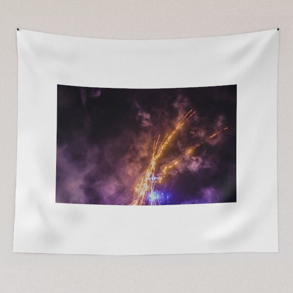 Item preview, Night Fireworks Show With Bright Spark Trails And Smoke Illumination Against The Dark Sky designed and sold by Nmallia.