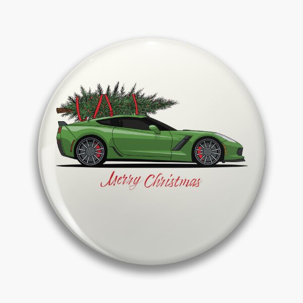 Artikelvorschau, Chevy Corvette C7 Grüne Weihnachtsillustration entworfen und verkauft von blackdogshop.