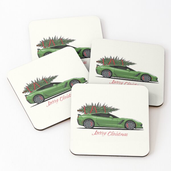 Item preview, Chevy Corvette C7 Green Holiday Illustration designed and sold by blackdogshop.