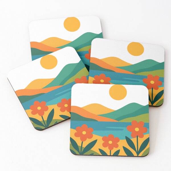 Item preview, Minimal Floral Landscape | Retro Aesthetic Sunset Scene designed and sold by Hydravisions.