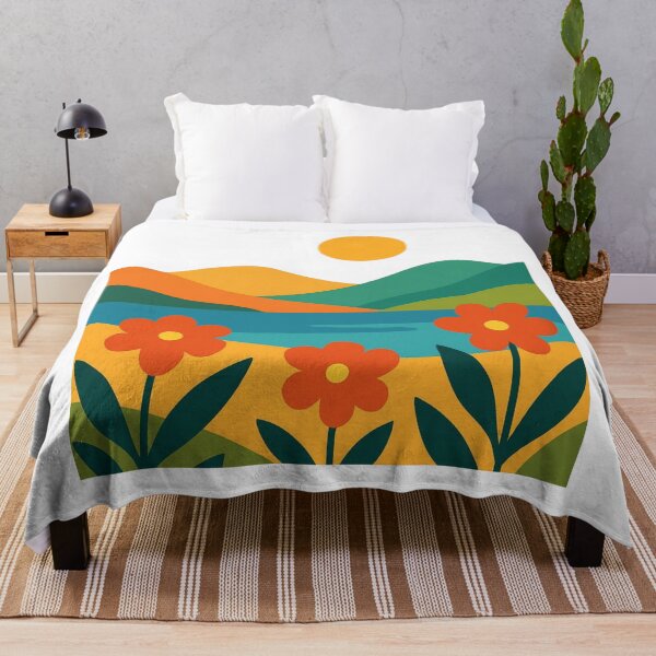 Item preview, Minimal Floral Landscape | Retro Aesthetic Sunset Scene designed and sold by Hydravisions.