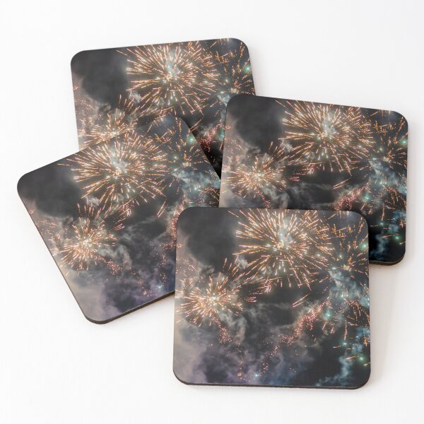 Item preview, Night Fireworks Show With Bright Spark Trails And Smoke Illumination Against The Dark Sky designed and sold by Nmallia.