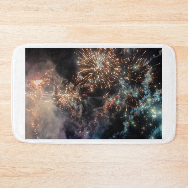 Item preview, Night Fireworks Show With Bright Spark Trails And Smoke Illumination Against The Dark Sky designed and sold by Nmallia.