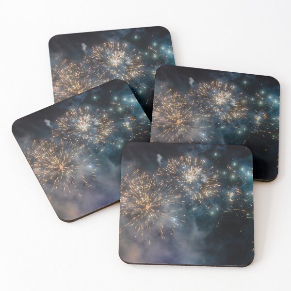 Item preview, Night Fireworks Show With Bright Spark Trails And Smoke Illumination Against The Dark Sky designed and sold by Nmallia.