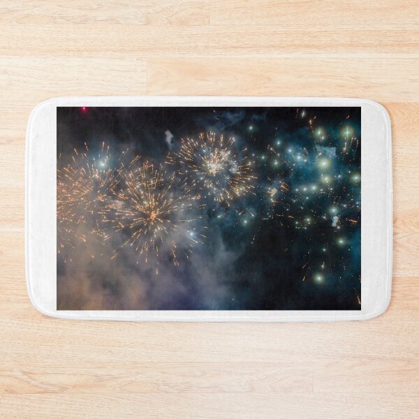 Item preview, Night Fireworks Show With Bright Spark Trails And Smoke Illumination Against The Dark Sky designed and sold by Nmallia.