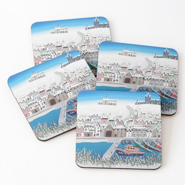 Item preview, Winter in Whitby contemporary snowy artwork  designed and sold by ElisaTruemanArt.