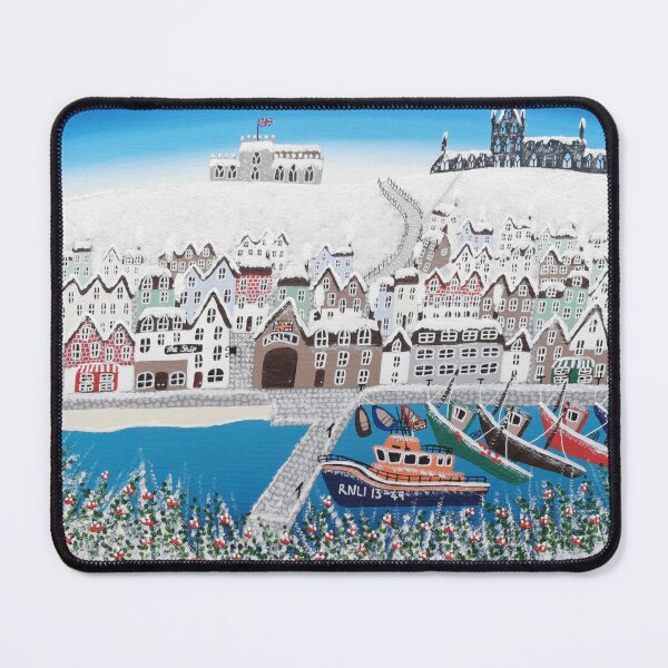 Item preview, Winter in Whitby contemporary snowy artwork  designed and sold by ElisaTruemanArt.