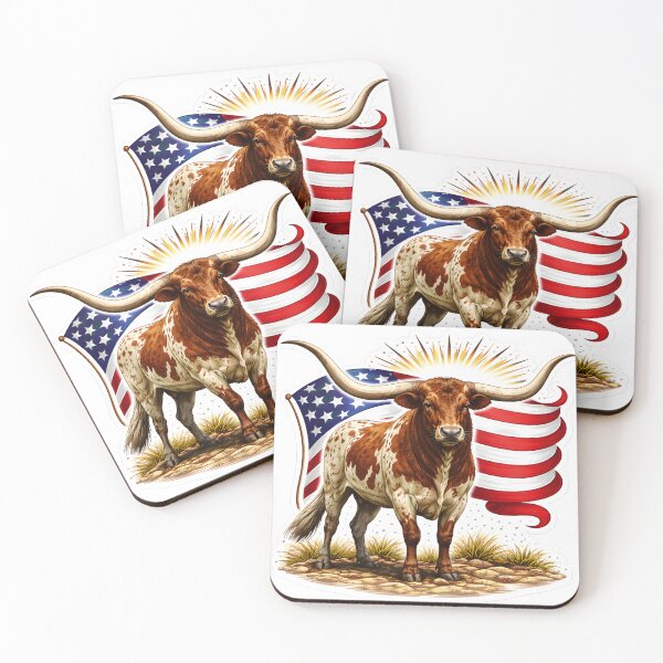 Item preview, Texas Longhorn Patriotic Western Art designed and sold by Very Nice Studio.