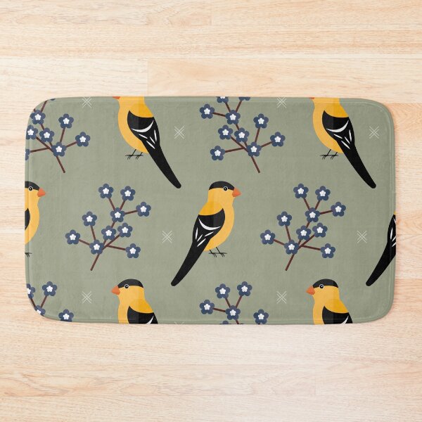 Item preview, American goldfinches on green designed and sold by reneesillus.