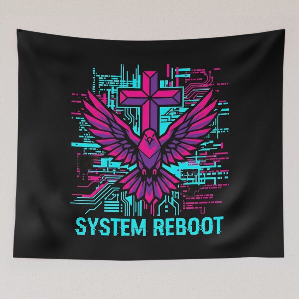 Item preview, Cyberpunk Christian Cross Glitch Dove System Reboot 2026 designed and sold by MarCinu Art.