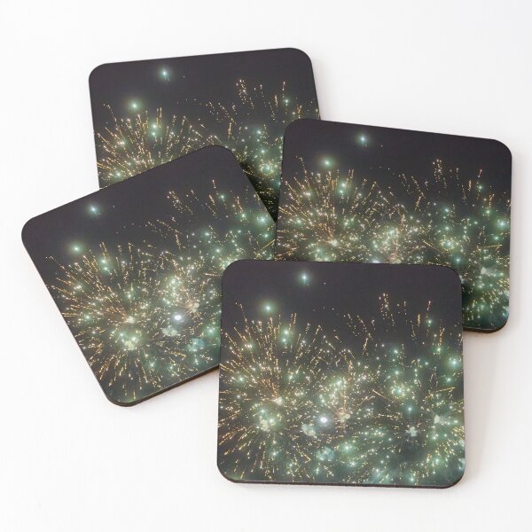 Item preview, Night Fireworks Show With Bright Spark Trails And Smoke Illumination Against The Dark Sky designed and sold by Nmallia.
