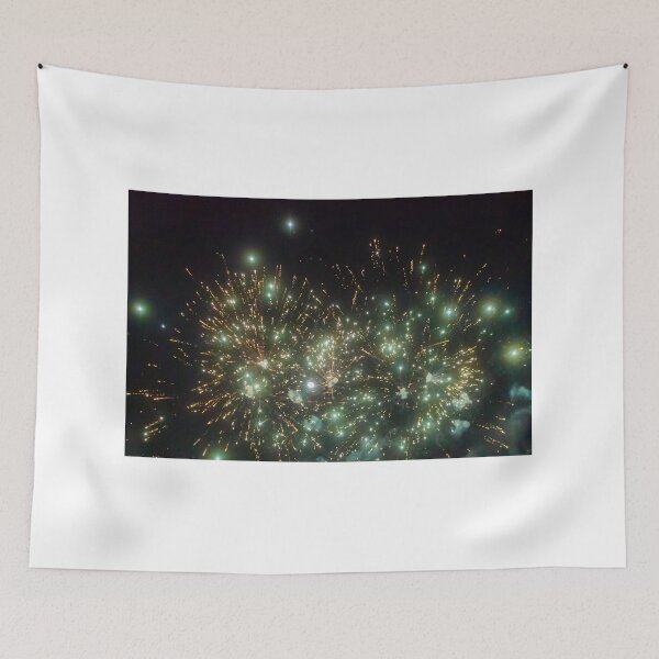 Item preview, Night Fireworks Show With Bright Spark Trails And Smoke Illumination Against The Dark Sky designed and sold by Nmallia.
