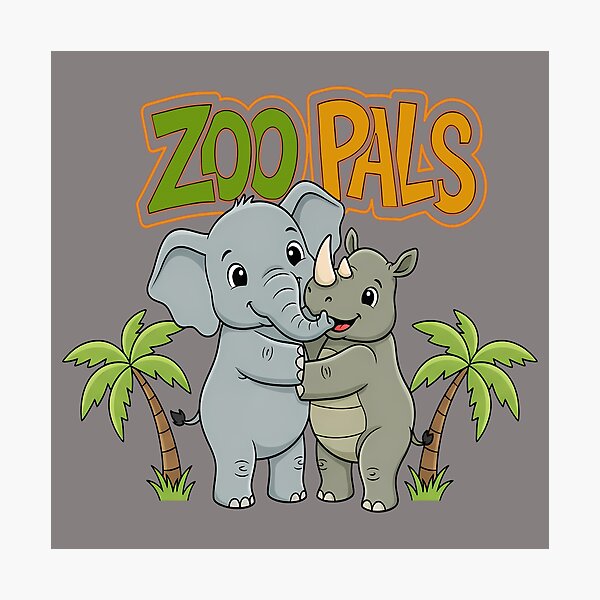 Item preview, Elephant and Rhino - Cute Safari Friendship - Zoo Pals designed and sold by Art-Arcade6.