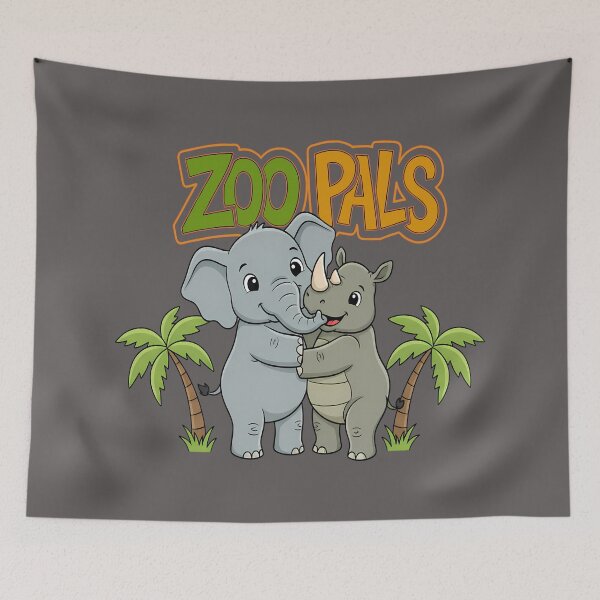 Item preview, Elephant and Rhino - Cute Safari Friendship - Zoo Pals designed and sold by Art-Arcade6.