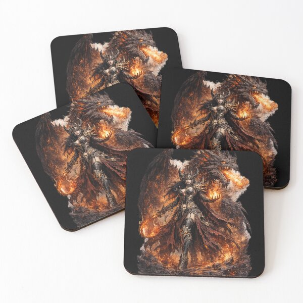 Item preview, Hellfire Demoness & Dragon - Infernal Queen of Flames designed and sold by Nesaith.