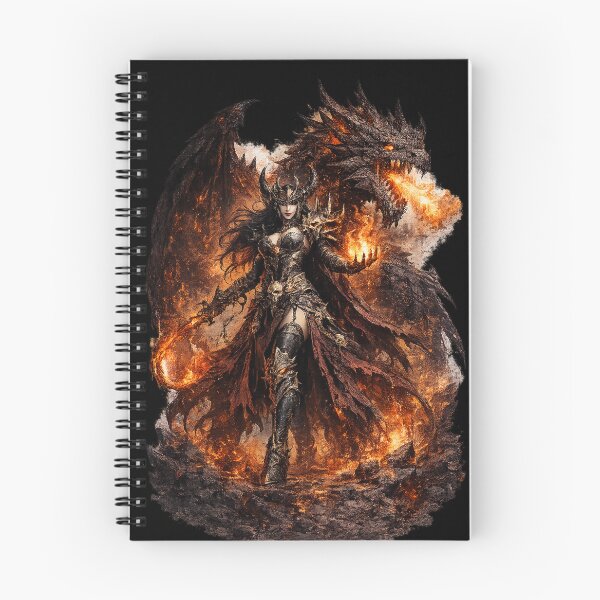 Item preview, Hellfire Demoness & Dragon - Infernal Queen of Flames designed and sold by Nesaith.