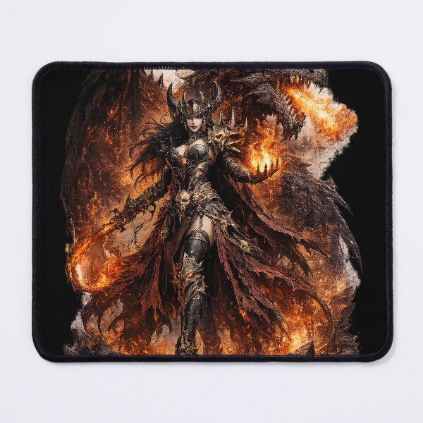 Item preview, Hellfire Demoness & Dragon - Infernal Queen of Flames designed and sold by Nesaith.