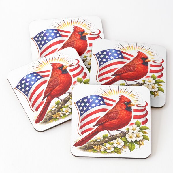 Item preview, Patriotic Northern Cardinal American Flag Art designed and sold by Very Nice Studio.