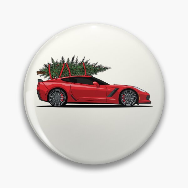 Artikelvorschau, Chevy Corvette C7 rot Weihnachtsillustration entworfen und verkauft von blackdogshop.