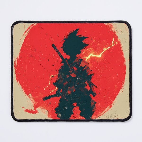 Item preview, Stormborn Ronin Silhouette • Crimson Moon Anime Samurai Lightning Art designed and sold by NeonHorizon Studio.
