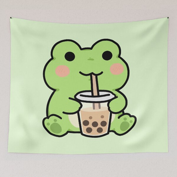 Item preview, Kawaii Frog with Bubble Tea  designed and sold by MartynaKanik.