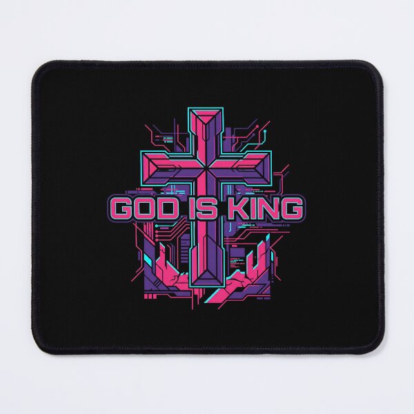 Item preview, Christian Cyberpunk God Is King Neon Cross Future 2026 designed and sold by MarCinu Art.