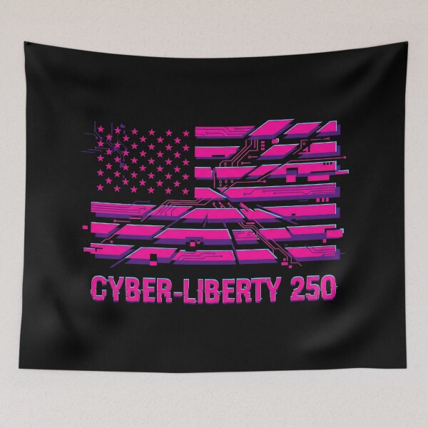 Item preview, Cyber Liberty 250 USA Flag Glitch Aesthetic designed and sold by MarCinu Art.