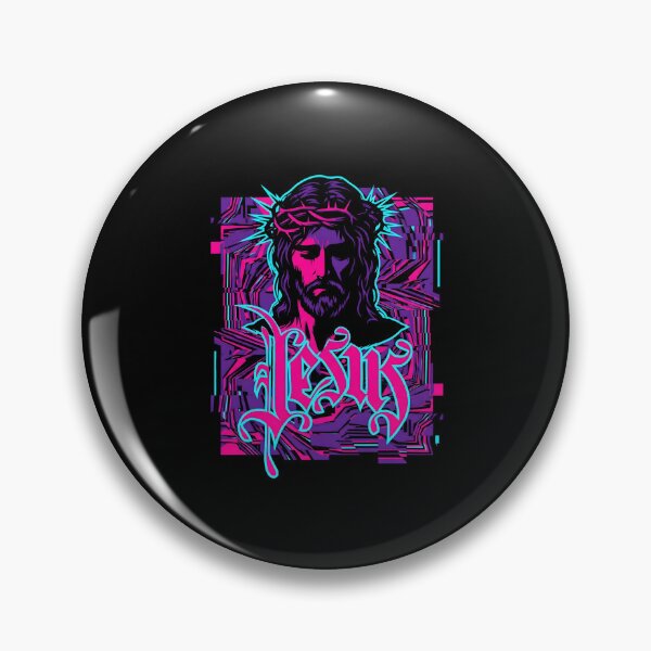 Item preview, Jesus Synthwave Glitch Neon Portrait Cyberpunk 2026 designed and sold by MarCinu Art.