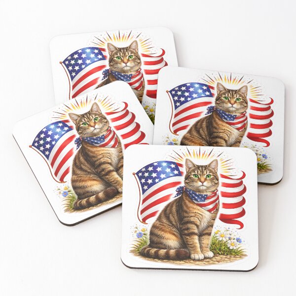 Item preview, Patriotic Cat with American Flag designed and sold by Very Nice Studio.