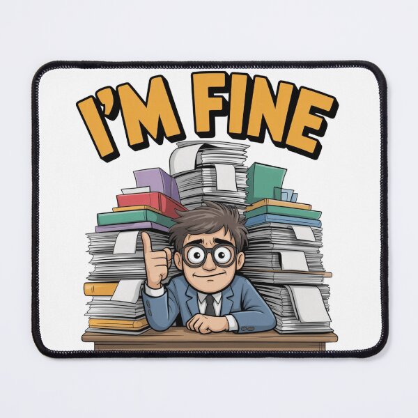 Item preview, I’m Fine – Funny Office Stress Illustration | Relatable Work Humor Art designed and sold by dortmond.