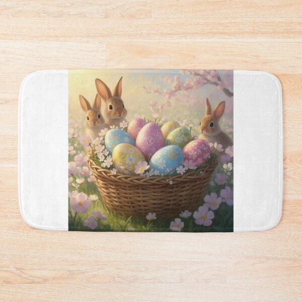Item preview, Easter Basket With Bunnies - Pastel Spring Eggs Illustration designed and sold by Hydravisions.
