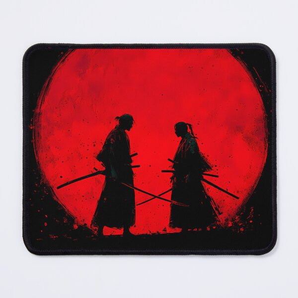 Item preview, Twin Ronin Standoff • Crimson Moon Samurai Duel Silhouette Anime Art designed and sold by NeonHorizon Studio.
