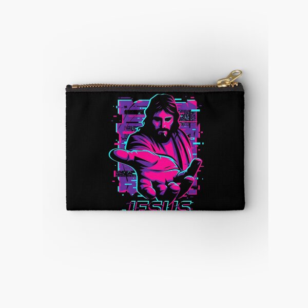 Item preview, Jesus Cyberpunk Glitch Art Neon Messiah Synthwave designed and sold by MarCinu Art.