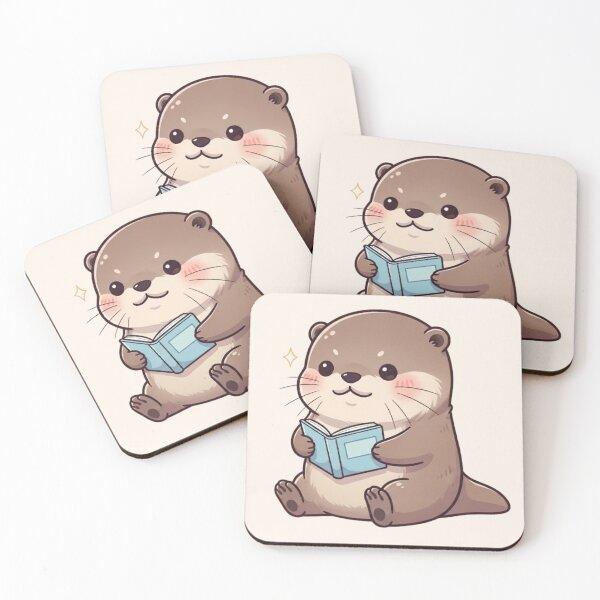 Item preview, Happy Otter Reading a Book - Cute Animal Illustration designed and sold by soletstudio.