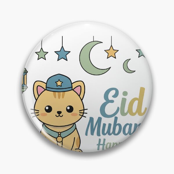 Item preview, Cute Cat with Lanterns Eid Mubarak Sticker - Happy Eid Kawaii Art designed and sold by blastercreation.