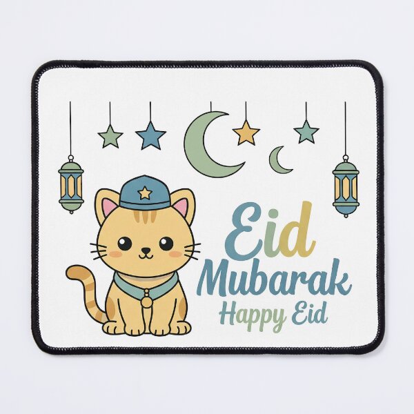 Item preview, Cute Cat with Lanterns Eid Mubarak Sticker - Happy Eid Kawaii Art designed and sold by blastercreation.