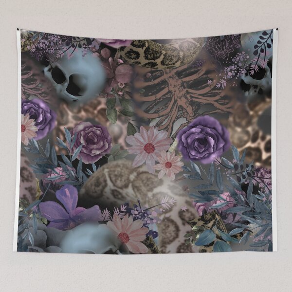 Item preview, Dark Floral Skull T-Shirt – Gothic Tattoo Style Graphic Tee designed and sold by SKULLARTISTRY.